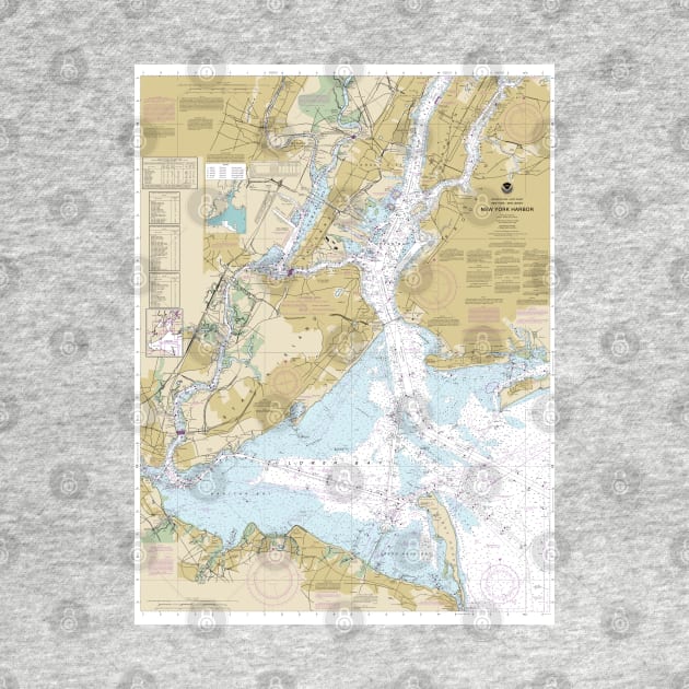 New York Harbor - Marine Navigation Nautical Chart by Vidision Avgeek